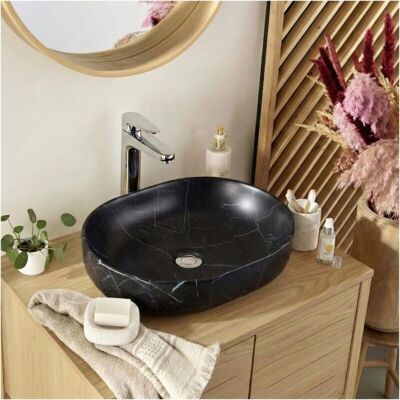 Mob-In - DIANE - Negro - Cerámica - Lavabo de baño Mob-In - DIANE - Negro - Cerámica - Lavabo de baño