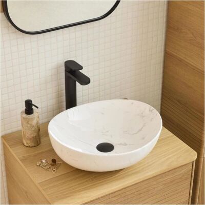 Lavabo de cerámica ovalado imitación mármol - Lavabo Lavabo de cerámica ovalado imitación mármol - Lavabo