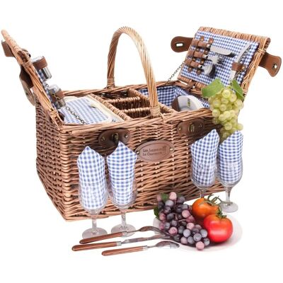 Les jardins de la comtesse Panier de pique-nique en rotin Saint-Germain bleu à carreaux - 4 personnes 46x40x33cm - Publicité Les jardins de la comtesse Panier de pique-nique en rotin Saint-Germain bleu à carreaux - 4 personnes 46x40x33cm - Publicité