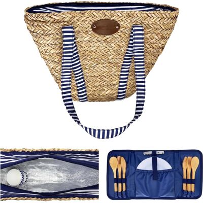 Les Jardins de la Comtesse Riviera Bleu Marron - Sac de plage - Publicité Les Jardins de la Comtesse Riviera Bleu Marron - Sac de plage - Publicité