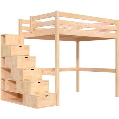 ABC MEUBLES Lit Mezzanine Sylvia Pin Massif 140x200 Finition Naturelle - Publicité ABC MEUBLES Lit Mezzanine Sylvia Pin Massif 140x200 Finition Naturelle - Publicité