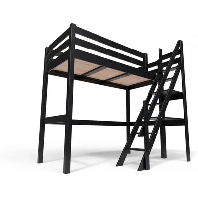 ABC MEUBLES Lit Mezzanine Pin Landes - Rustique, Noir, 90x200 - Publicité ABC MEUBLES Lit Mezzanine Pin Landes - Rustique, Noir, 90x200 - Publicité