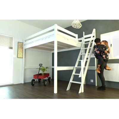 ABC MEUBLES Letto Soppalco Sylvia Bianco con Scala - Letto Soppalco ABC MEUBLES Letto Soppalco Sylvia Bianco con Scala - Letto Soppalco