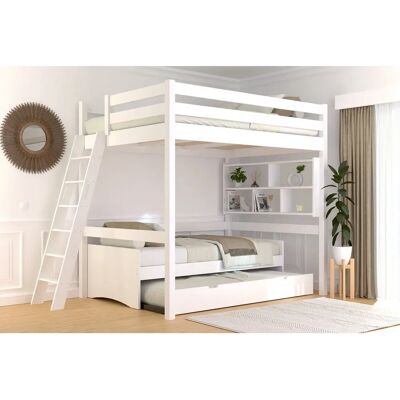 ABC MEUBLES Letto a Mezzanine Sylvia Bianco - Risparmio spazio, Robusto, Regolabile ABC MEUBLES Letto a Mezzanine Sylvia Bianco - Risparmio spazio, Robusto, Regolabile