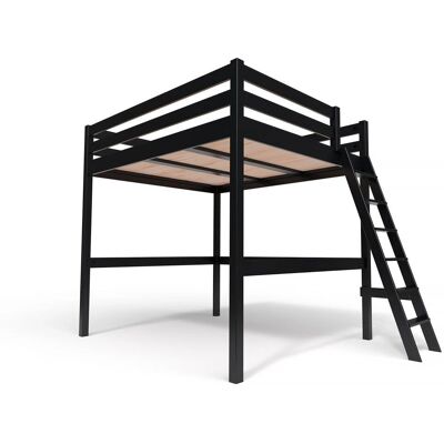 ABC MEUBLES Sylvia Kiefer Hochbett - 160x200 - Schwarz ABC MEUBLES Sylvia Kiefer Hochbett - 160x200 - Schwarz