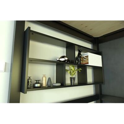 ABC MEUBLES Étagère noire 160cm pour lit mezzanine - Étagère murale - Publicité ABC MEUBLES Étagère noire 160cm pour lit mezzanine - Étagère murale - Publicité