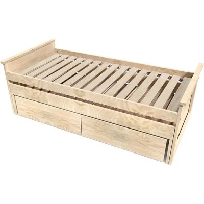 ABC MEUBLES Max 90x200 Bett mit Stauraum - Holz ABC MEUBLES Max 90x200 Bett mit Stauraum - Holz