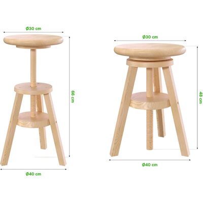 ABC MEUBLES Tabouret en bois réglable - Type de tabouret - Publicité ABC MEUBLES Tabouret en bois réglable - Type de tabouret - Publicité