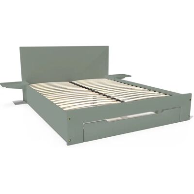 ABC MEUBLES Lit 140x200 - Bois Massif, Vernis Écologique, Chevets Amovibles - Publicité ABC MEUBLES Lit 140x200 - Bois Massif, Vernis Écologique, Chevets Amovibles - Publicité