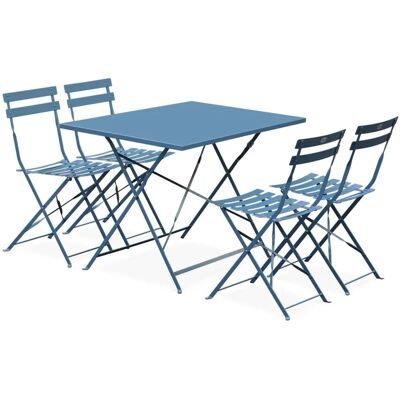 Sweeek - Set Giardino Emilia Rettangolare - Acciaio, Grigio Blu Sweeek - Set Giardino Emilia Rettangolare - Acciaio, Grigio Blu