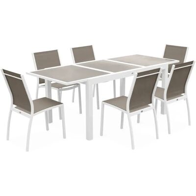 Sweeek Orlando Taupe Garden Extending Table - 6 Chairs Sweeek Orlando Taupe Garden Extending Table - 6 Chairs