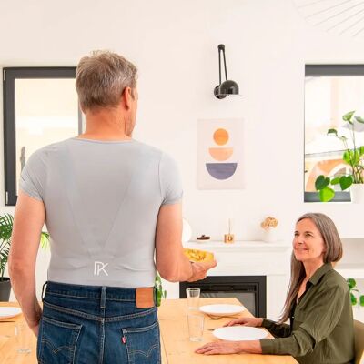 PERCKO - H1.P2 - Gris - Homme - T‑shirt Posture - Publicité PERCKO - H1.P2 - Gris - Homme - T‑shirt Posture - Publicité