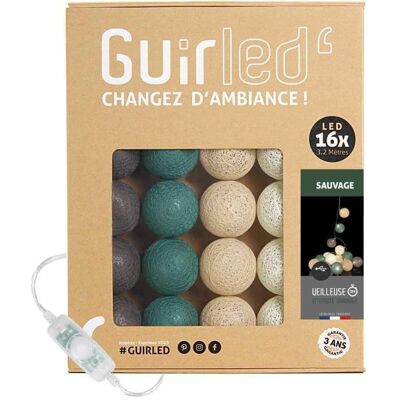 Modelo Guirled - Fita de luz LED de algodão - 16 bolas - 1,6m - Decoração de interior Modelo Guirled - Fita de luz LED de algodão - 16 bolas - 1,6m - Decoração de interior