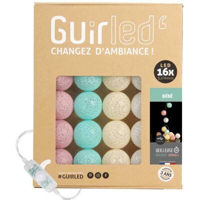 Guirled Rosa algodão Fita de luz LED - Decoração interna - 16 bolas 1,6m - USB Guirled Rosa algodão Fita de luz LED - Decoração interna - 16 bolas 1,6m - USB