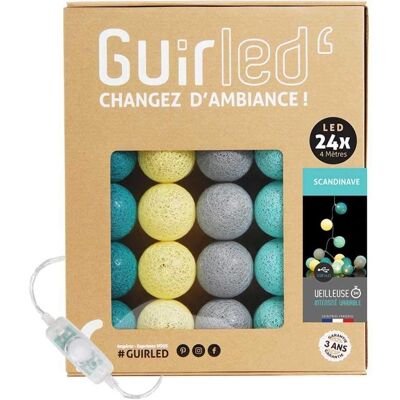 Guirled Guirlande Lumineuse en Coton LED - Veilleuse Bébé - 3 Intensités - 24 Boules - 2,4m - Publicité Guirled Guirlande Lumineuse en Coton LED - Veilleuse Bébé - 3 Intensités - 24 Boules - 2,4m - Publicité