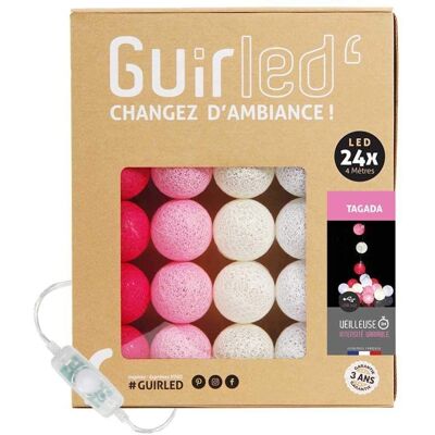 Guirled Luz de Cordão em Algodão Vermelho - LED - 24 Lâmpadas - 2,4m - Luz Noturna para Bebês - 3 Níveis de Brilho - França Guirled Luz de Cordão em Algodão Vermelho - LED - 24 Lâmpadas - 2,4m - Luz Noturna para Bebês - 3 Níveis de Brilho - França