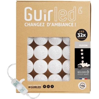 Guirled Guirlande lumineuse boules coton LED - Veilleuse bébé 2h - 3 intensités - 32 boules 3,2m - Flocon blanc - UE - Publicité Guirled Guirlande lumineuse boules coton LED - Veilleuse bébé 2h - 3 intensités - 32 boules 3,2m - Flocon blanc - UE - Publicité