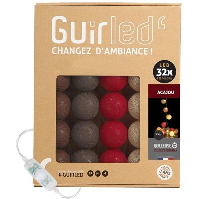 Guirled Guirlande lumineuse boules coton LED USB - Veilleuse bébé 2h - 3 intensités - 32 boules 3,2m - Acajou marron - Publicité Guirled Guirlande lumineuse boules coton LED USB - Veilleuse bébé 2h - 3 intensités - 32 boules 3,2m - Acajou marron - Publicité