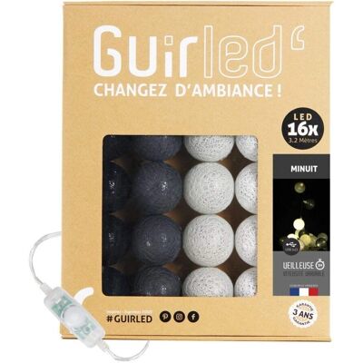 Guirled Noir Minuit Cordon Lumineux en Coton LED - Veilleuse Bébé - 16 Boules 1,6m - Publicité Guirled Noir Minuit Cordon Lumineux en Coton LED - Veilleuse Bébé - 16 Boules 1,6m - Publicité