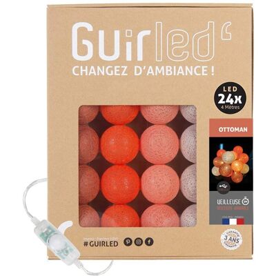 Guirled Lâmpada de LED de Algodão Laranja - Luz Noturna para Bebês - 24 Bolas - 2,4m - 3 Níveis de Brilho Guirled Lâmpada de LED de Algodão Laranja - Luz Noturna para Bebês - 24 Bolas - 2,4m - 3 Níveis de Brilho