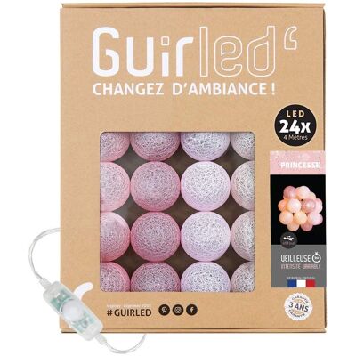 Guirled Luz LED de Algodão Rosa - 24 Bolas, 2,4m - 3 Intensidades - Interior Guirled Luz LED de Algodão Rosa - 24 Bolas, 2,4m - 3 Intensidades - Interior