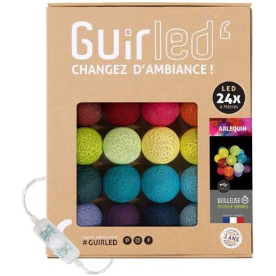 Guirled Luz de Algodão LED Azul - Luz Noturna para Bebê - 24 Bolinhas - 2,4m - Arlequin Azul Guirled Luz de Algodão LED Azul - Luz Noturna para Bebê - 24 Bolinhas - 2,4m - Arlequin Azul