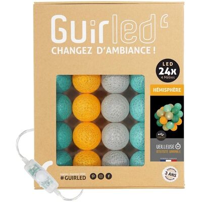 Modelo Guirled - Cordão de luz LED verde com 3 cores - Uso interno - 2,4m Modelo Guirled - Cordão de luz LED verde com 3 cores - Uso interno - 2,4m