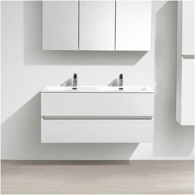 Mueble de baño suspendido con doble lavabo Siena Blanco Lacado - Stano Mueble de baño suspendido con doble lavabo Siena Blanco Lacado - Stano