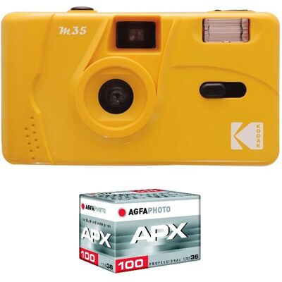 Kodak M35 - Cámara reutilizable de 35mm - Objetivo gran angular fijo - Flash incorporado - Pilas AA Kodak M35 - Cámara reutilizable de 35mm - Objetivo gran angular fijo - Flash incorporado - Pilas AA