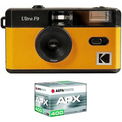 Kodak F9 Wielokrotnego użytku 35mm Aparat - Szerokokątny, Błysk, Film 400 ASA Kodak F9 Wielokrotnego użytku 35mm Aparat - Szerokokątny, Błysk, Film 400 ASA