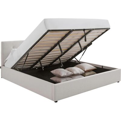 Homifab - Tina - Tissu beige - 180x200 cm - Lit - Publicité Homifab - Tina - Tissu beige - 180x200 cm - Lit - Publicité