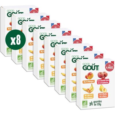 Purée de fruits bio française - GOOD GOUT 4 variétés 120g - Publicité Purée de fruits bio française - GOOD GOUT 4 variétés 120g - Publicité