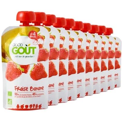 Good Goût Purée de Fruits Bio Bébé Fraise Banane - Nourriture bébé - Publicité Good Goût Purée de Fruits Bio Bébé Fraise Banane - Nourriture bébé - Publicité