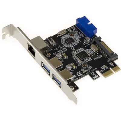 Carte Contrôleur PCIe - Ports USB 3.0 (2+2), Ethernet Gigabit Carte Contrôleur PCIe - Ports USB 3.0 (2+2), Ethernet Gigabit
