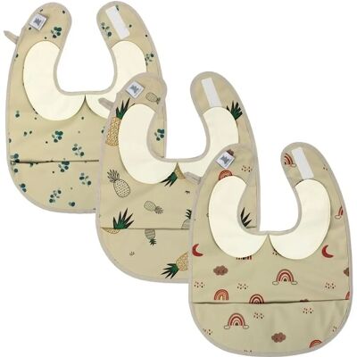 Babadores impermeáveis Hello Hippo - 3 unissex com babados - 4-12 meses Babadores impermeáveis Hello Hippo - 3 unissex com babados - 4-12 meses
