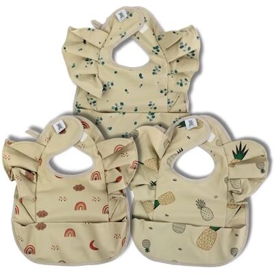 Conjunto de 3 Babadores Impermeáveis Hello Hippo - Estampa de Folhas, Bolso para Migalhas Conjunto de 3 Babadores Impermeáveis Hello Hippo - Estampa de Folhas, Bolso para Migalhas