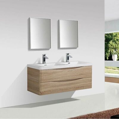 Mueble de baño STANO PIACENZA Roble Claro - Doble lavabo de mármol Mueble de baño STANO PIACENZA Roble Claro - Doble lavabo de mármol