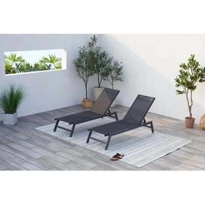 Chaise de plage Concept Usine Prato - Lot de 2 - Aluminium, Noir - Publicité Chaise de plage Concept Usine Prato - Lot de 2 - Aluminium, Noir - Publicité