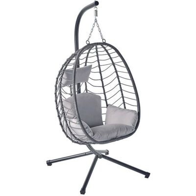 Concept-Usine Grauer Resin Rattan Hängesessel - Innen/Außen Concept-Usine Grauer Resin Rattan Hängesessel - Innen/Außen