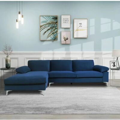 Divano ad Angolo Concept-usine Galway Blu - 4-5 Posti Velluto Divano ad Angolo Concept-usine Galway Blu - 4-5 Posti Velluto