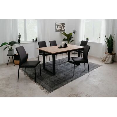 Tavolo da pranzo estensibile Concept Usine Kotor - Legno industriale nero - 10 posti Tavolo da pranzo estensibile Concept Usine Kotor - Legno industriale nero - 10 posti