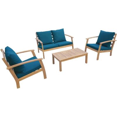 Ensemble de Jardin Ushuaïa - Bois 4 Places avec Coussins - Publicité Ensemble de Jardin Ushuaïa - Bois 4 Places avec Coussins - Publicité