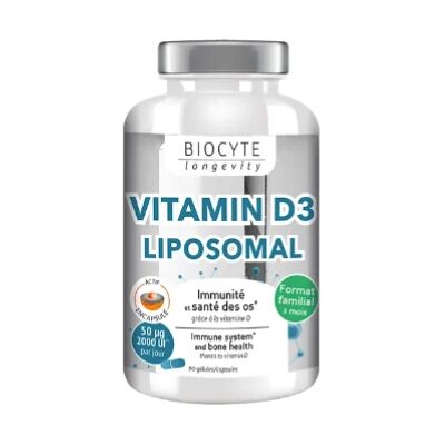Biocyte Vitamine D3 Liposomal - 90 gélules - Publicité Biocyte Vitamine D3 Liposomal - 90 gélules - Publicité