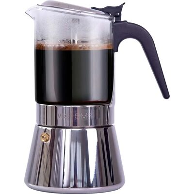 VeoHome Cafetière espresso de cuisson - Verre et acier inoxydable - Publicité VeoHome Cafetière espresso de cuisson - Verre et acier inoxydable - Publicité