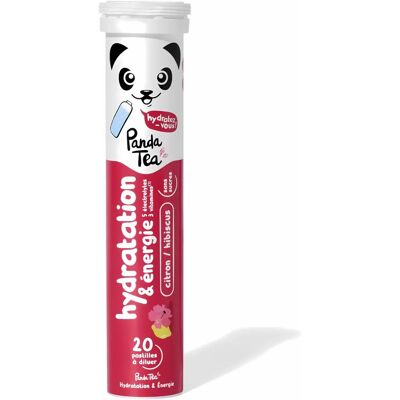 Panda Tea Hydratation & Énergie Citron Hibiscus 20 Pastilles Effervescentes - Electrolytes & Vitamines - Publicité Panda Tea Hydratation & Énergie Citron Hibiscus 20 Pastilles Effervescentes - Electrolytes & Vitamines - Publicité