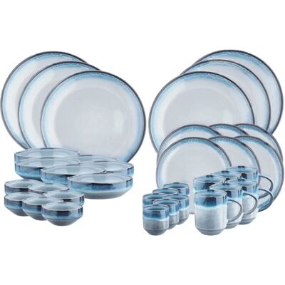 Björn Blaues Steingut-Set 36 Stück - Komplettes Esservice für 6 Björn Blaues Steingut-Set 36 Stück - Komplettes Esservice für 6