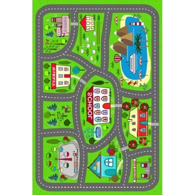 Alfombra infantil Mani Textile circuito de coches - Verde Alfombra infantil Mani Textile circuito de coches - Verde