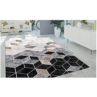 Tappeto in poliestere nero LUXE di Mani Textile - Antiscivolo per interni Tappeto in poliestere nero LUXE di Mani Textile - Antiscivolo per interni