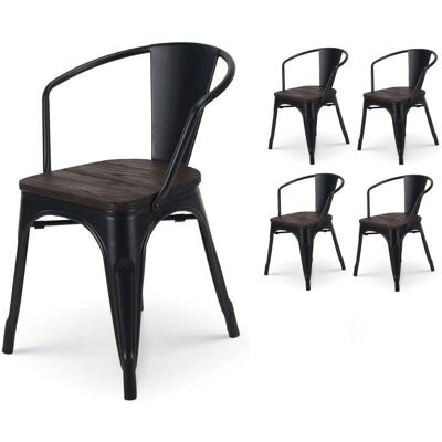 KOSMI - Sedie da pranzo in metallo nero stile industriale - Set da 4 KOSMI - Sedie da pranzo in metallo nero stile industriale - Set da 4
