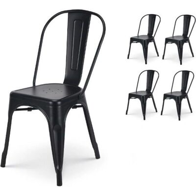 Kosmi - Juego de 4 sillas de metal negras estilo industrial Kosmi - Juego de 4 sillas de metal negras estilo industrial